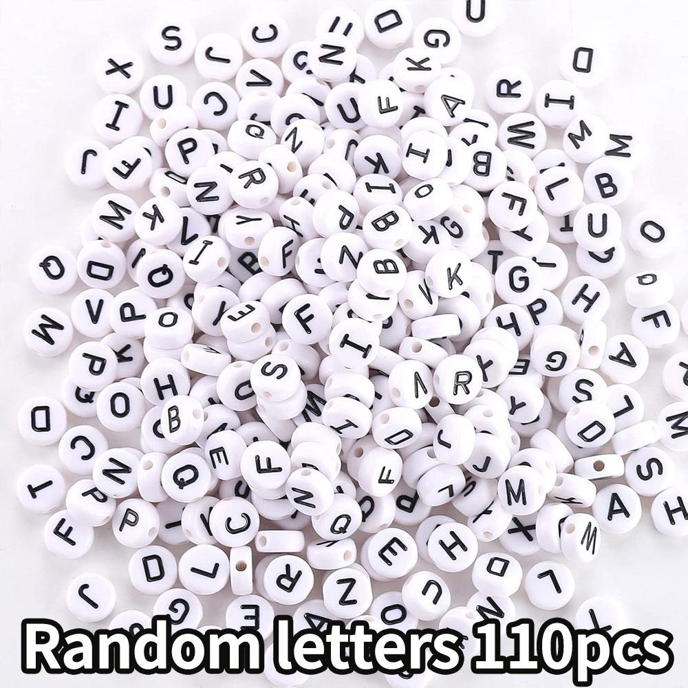 110/220/450Pcs Black On White Alphabet Beads Round Acrylic Letter Beads 7mm White Letter Beads Letters A-Z Beads for Jewellery Crafts(7mm Black-White)