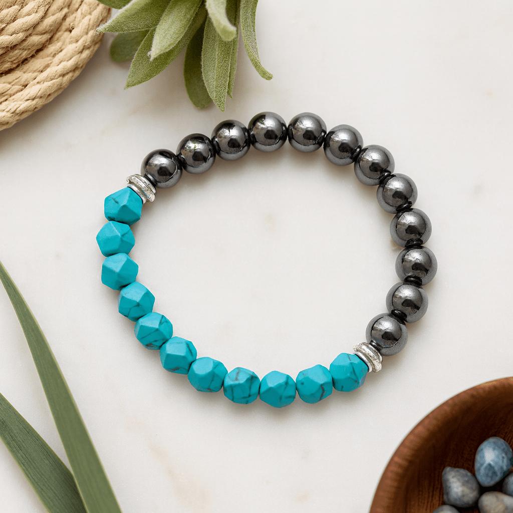Turquoise Magnetic Bracelet With Faceted Crystal Gemstone