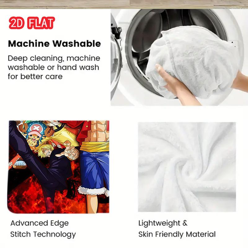One Piece Anime Style Blanket Warm Flannel Cozy Soft for Living Room Bedroom Home Decor THW
