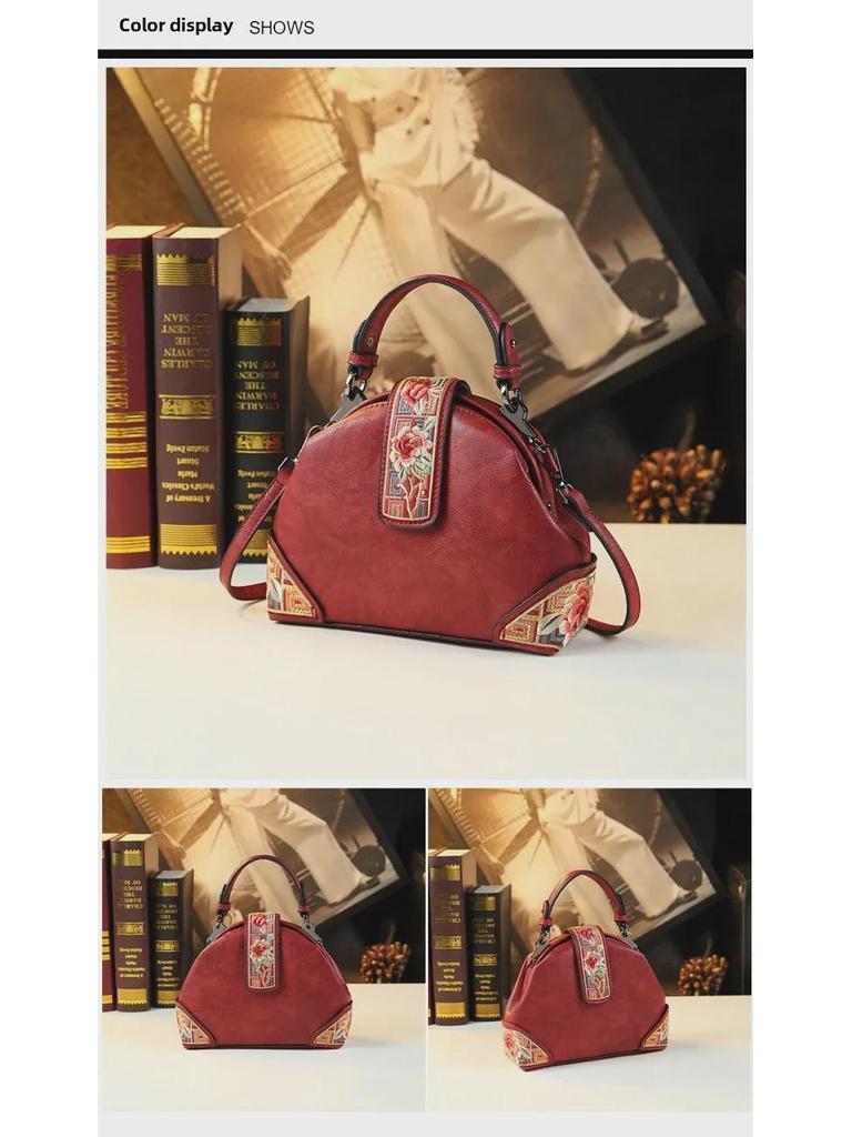 2025 Ethnic Chinese Embroidered Soft Leather Women's Crossbody Bag - New Stylish All-Match Handbag