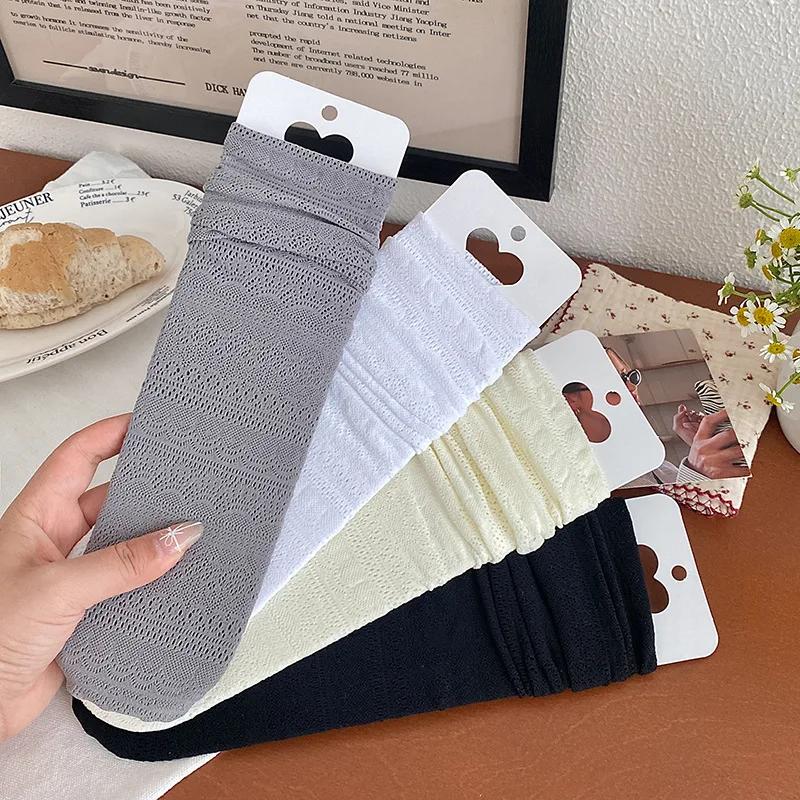 Lolita Long Socks Women Stockings Jk Sweet Girls Stocking Solid Color Lace Hollow Pile Socks Stockings Female Spring Summer