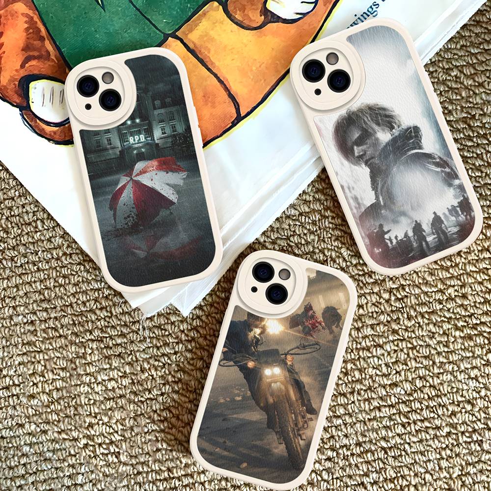 R-RESIDENT GAME E-EVILS Leather Phone Case For iPhone 16 15 14 13 12 11 Pro Max Plus Cover