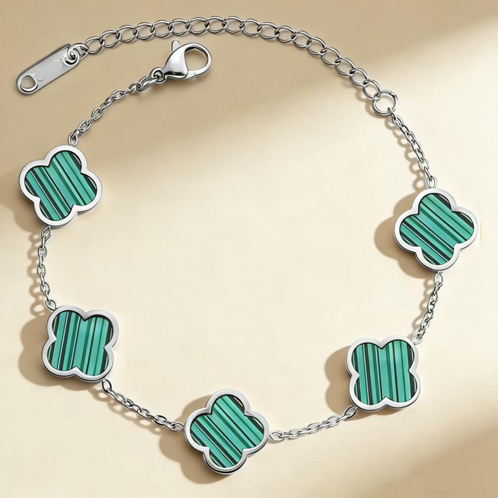 Stylish New Smooth Four-leaf Clover Bracelet Titanium Steel Double-sided Women's Bracelet