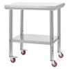 Stainless Steel Table, 60 x 76 cm Food Prep Worktable with Wheels, Kitchen Prep Table with Adjustable Undershelf Workstations for Commercial Kitchen,