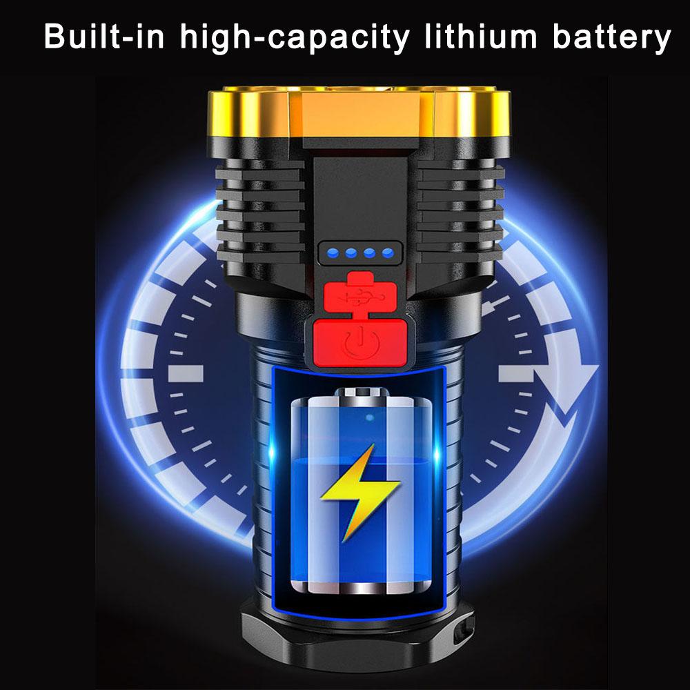High Power 5 Led Flashlights USB Rechargeable COB Strong Powerful Torch Light Battery 18650 Waterproof Outdoor Camping Lantern