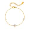Wind Stainless Steel Shiny Zircon Flower Bracelet 18K Gold, Fashionable Light Luxury High-End Jewelry Br-2653
