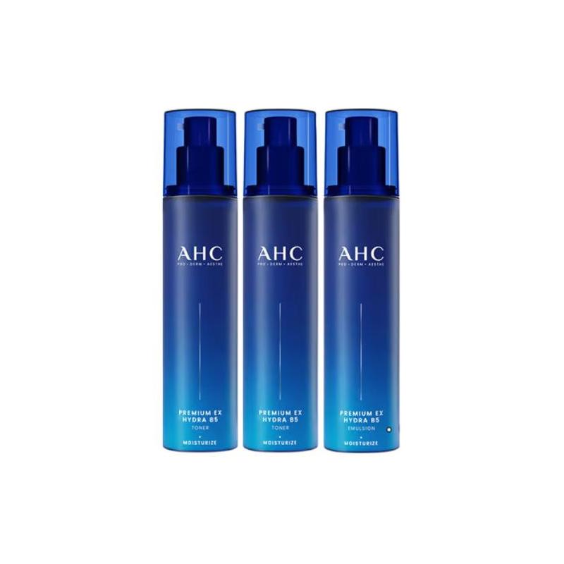 AHC Premium EX Hydra B5 Skincare Set, 2×140ml Toner +140ml Emulsion, Hyaluronic Acid Soothing Hydrating Facial Lotion Kit
