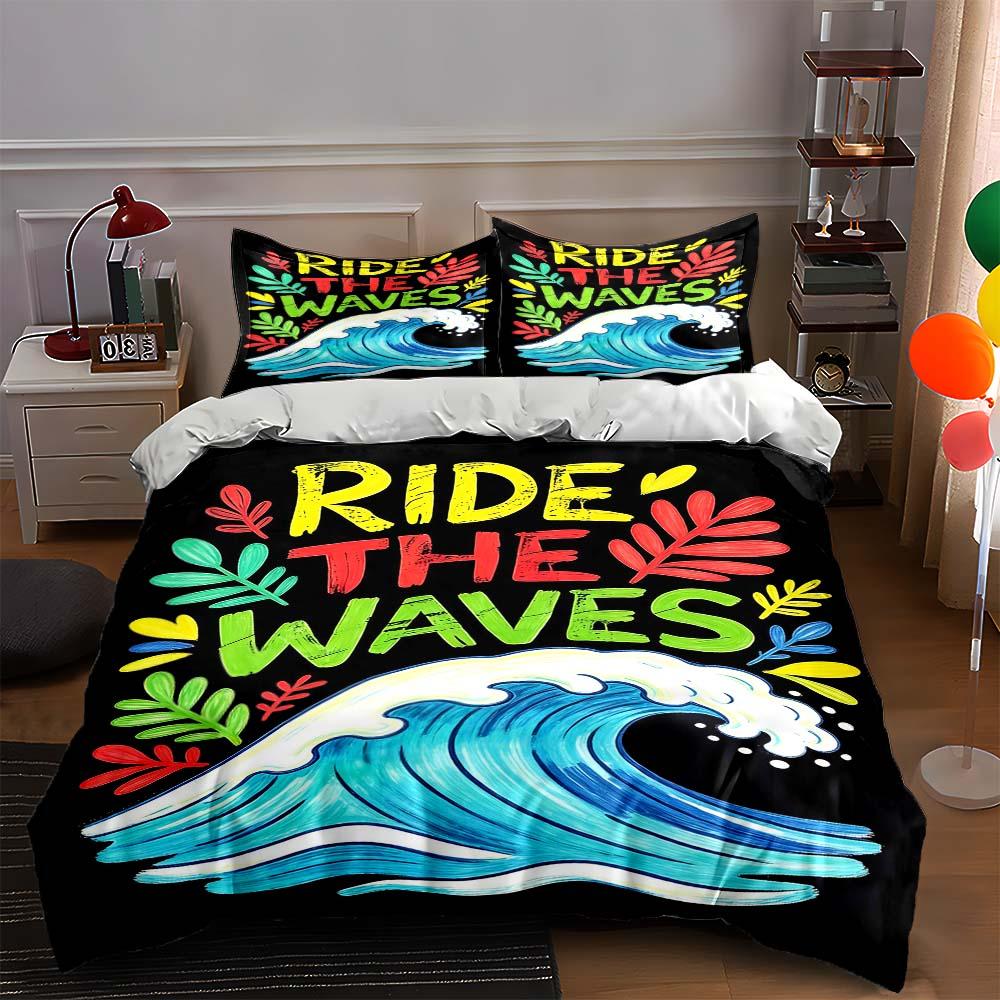 

Bright, wave-themed. Bedding Duvet cover sets Duvet covers Pillowcases gifts (1 * Duvet Cover 2 * Pillowcases, without duvet insert) 135x200cm