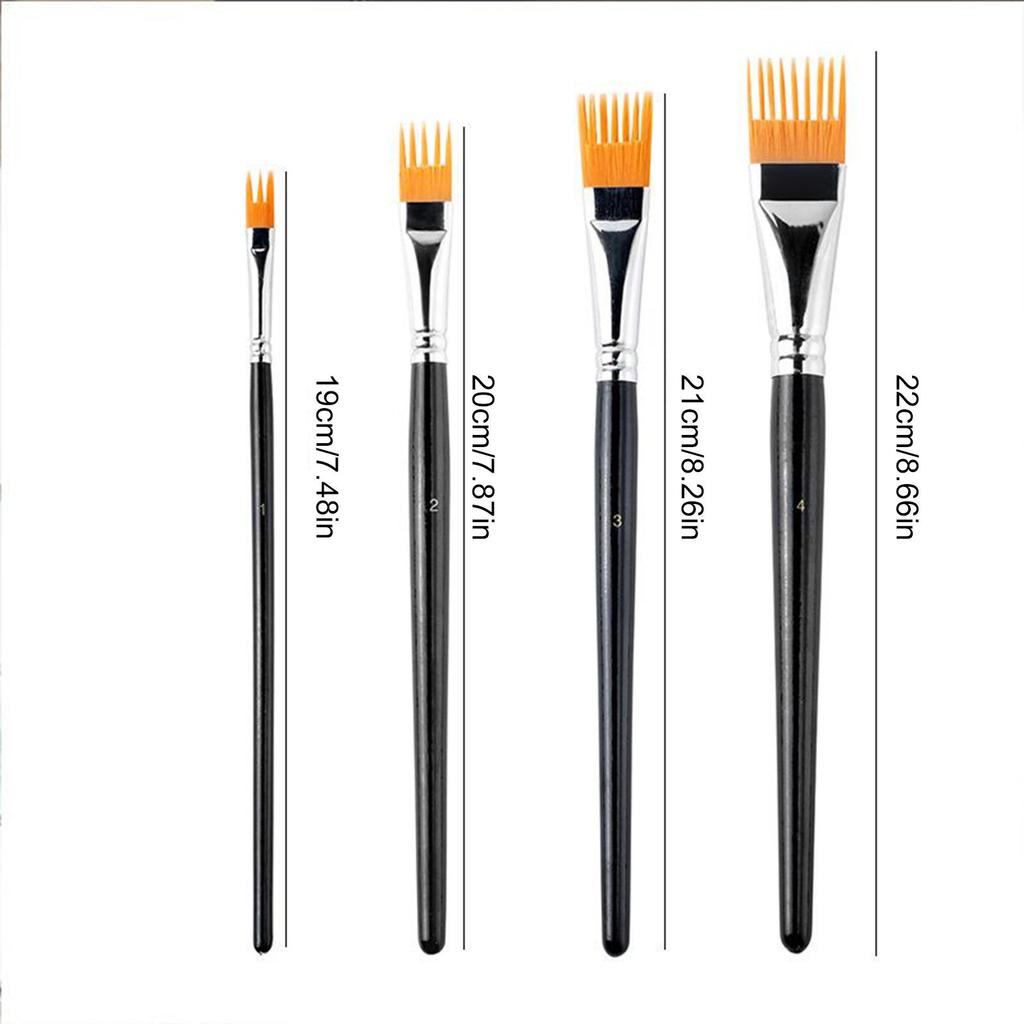 4pcs Serrated Shape Paintbrush Set for Watercolor Oil Digital Painting - Landscape Leaf Art Brushes for Artists & Students