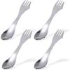 4 Pieces Portable Stainless Steel Fork Spoon, Camping Cutlery, Fork Spoon 2 In 1 for Outdoor Travel, Backpacking, Hiking