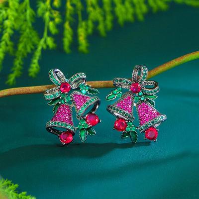 CMM Vintage Zelená Růže Červená Vícebarevná CZ Zirkonové náušnice pro ženy Retro šperky Dárek Svatební Party Šperky