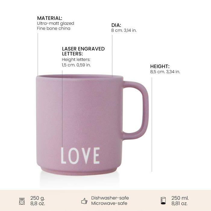 Tasse - design letters - lavande - porcelaine - 250 ml - minimaliste