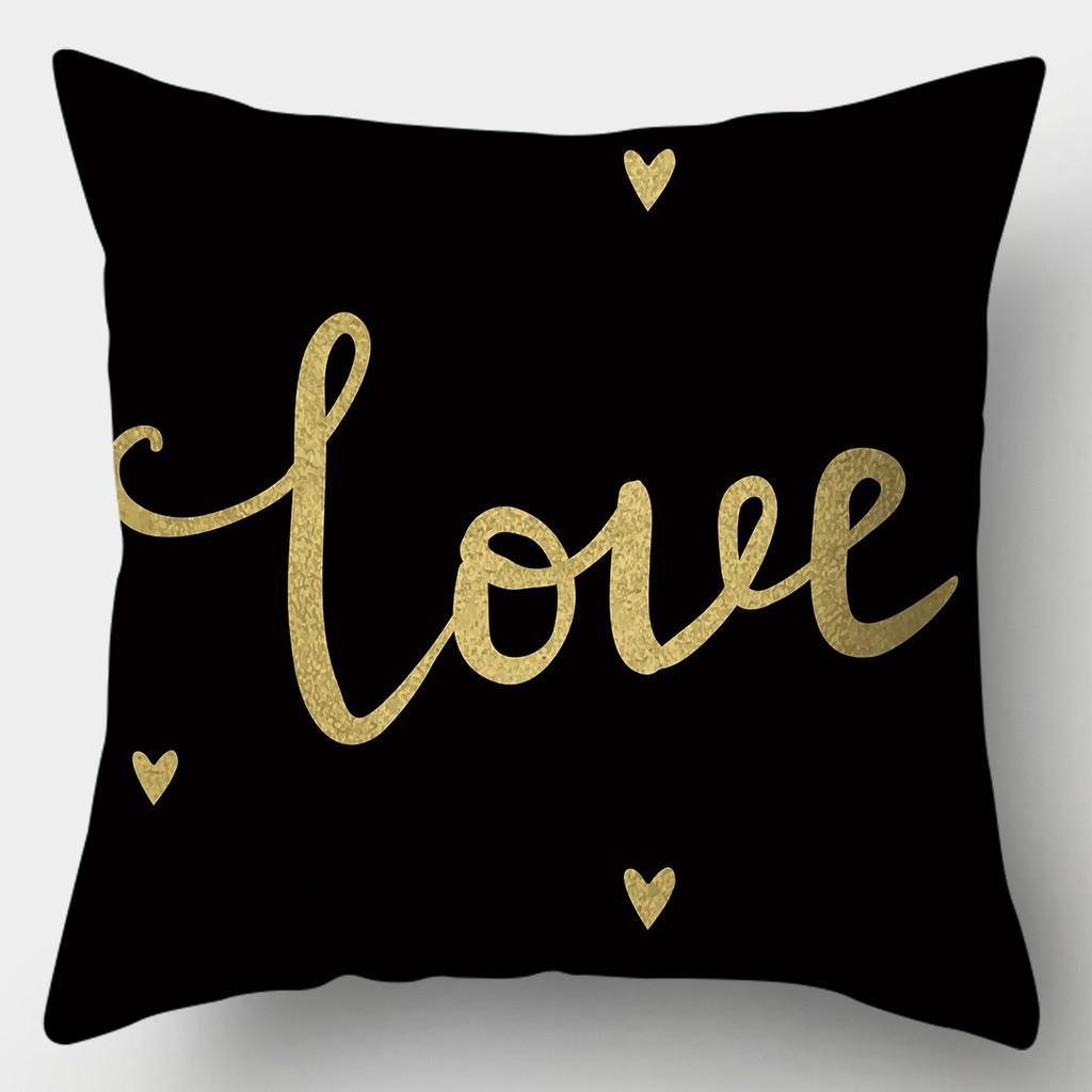 Black Gold Pattern Pillowcase Square Sofa Pillowcase Creative Pattern Cushion Cover