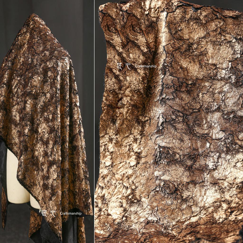 Vintage Green Cracked Metal Texture Hot Stamping Fur Woolen Fabric DIY Sewing Plush Clothing Coat Shawl Bag Designer Fabric