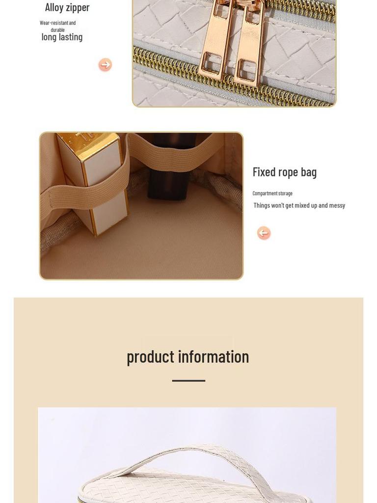 Woven Texture Multifunctional Waterproof Tote: Large-Capacity Handbag & Makeup Bag for Travel