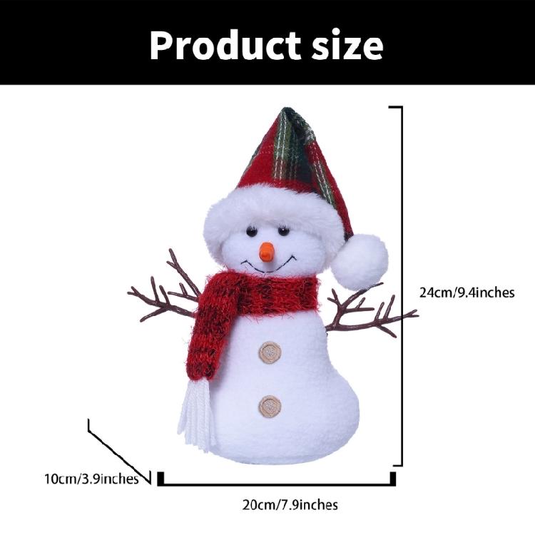 Cartoon Snowman Plush Dolls Collectible Figurine Ornament with Winter Scarf and Hat Christmas Stuffed Toy for Gifting