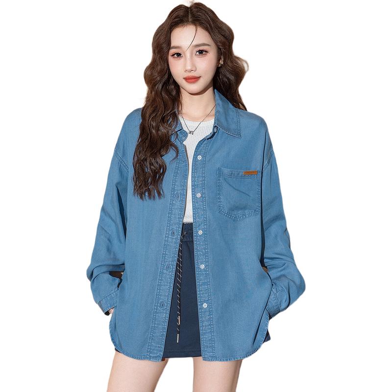 

TonLion Women s Retro Denim Long Sleeve Shirt L