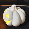 Light Up Halloween Decoration Ceramic Carved Pumpkin Skull Bat Figurine LED Tabletop Ornament for Halloween Home Shelf Desk Decor