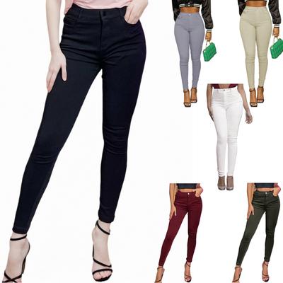 Rose Beauty Spodnie skinny z wysokim stanem Stretch Thin Women Solid Ołówkowe spodnie skinny