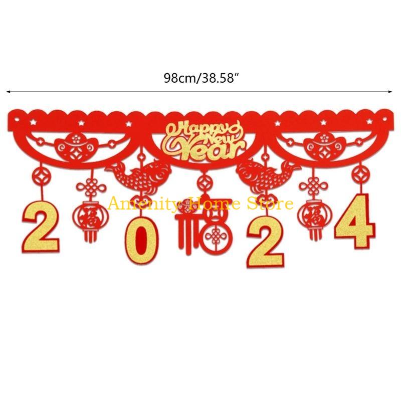 F26C 2025 Dragon Year Spring Festival Decoration Horizontal Colored Door Hanging Pendant Chinese New Year Ornament for Home