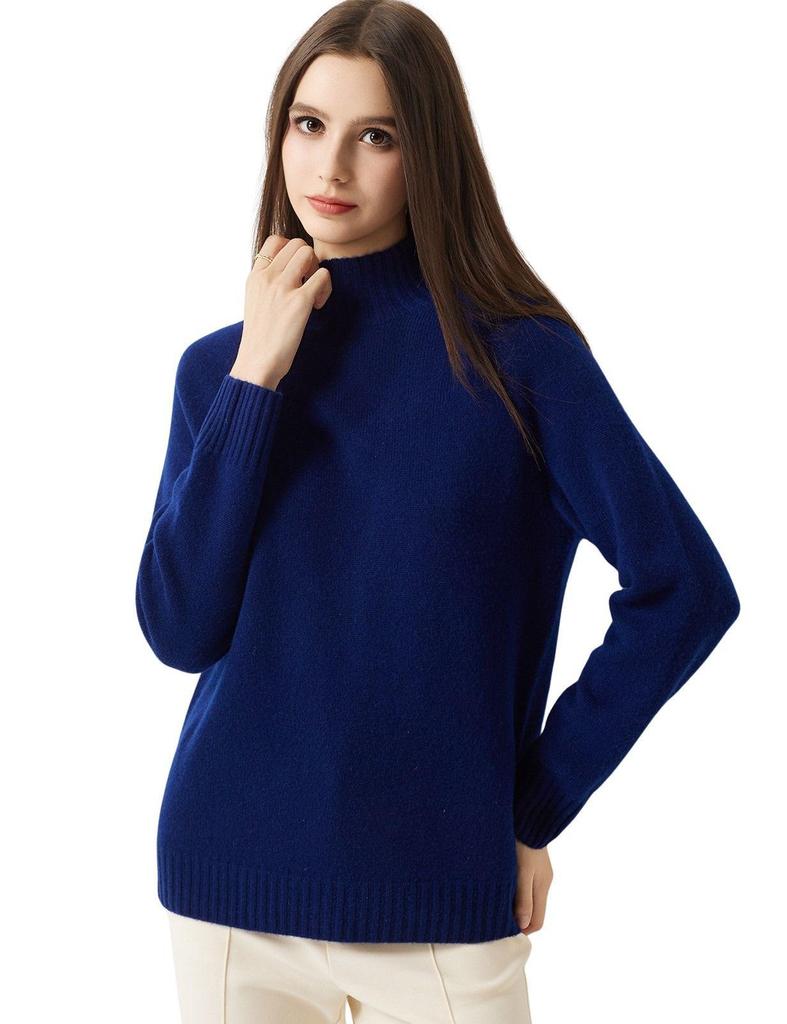 Solid Color Wool Sweater: Seven-Stitch, Long-Sleeve, Warm and Simple Autumn/Winter Commuting Base Layer.