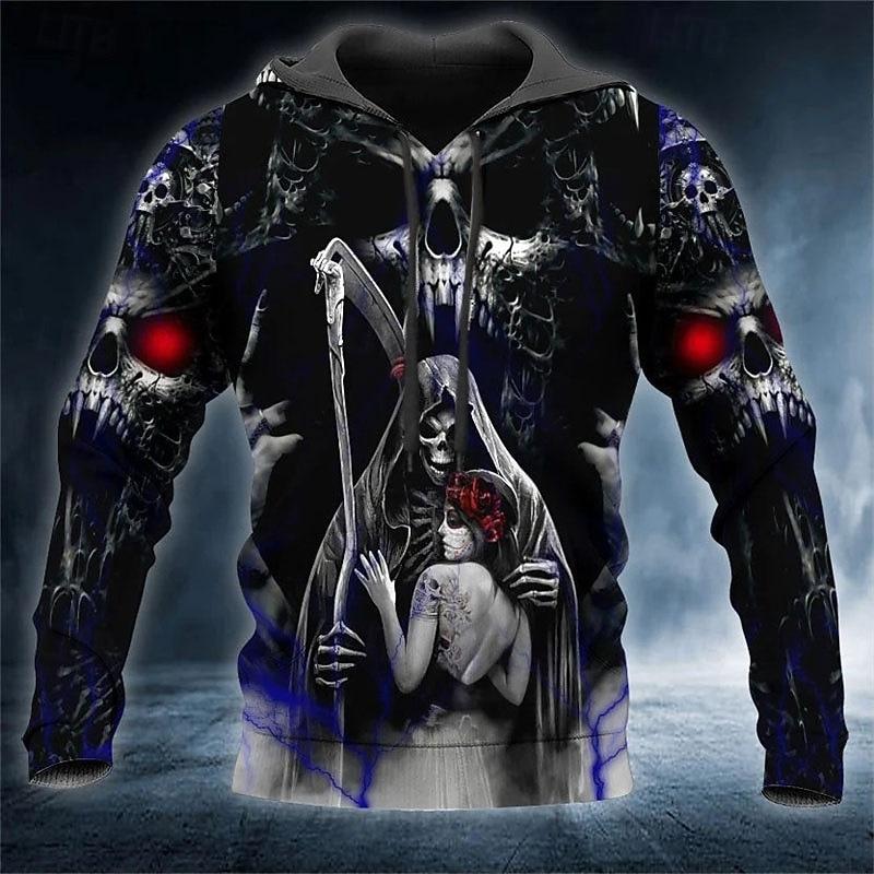 

Men s Skull Graphic Prints Hoodie Hoodies Sweatshirt Streetwear Basic Casual Long Sleeve Hooded Daily 3XL