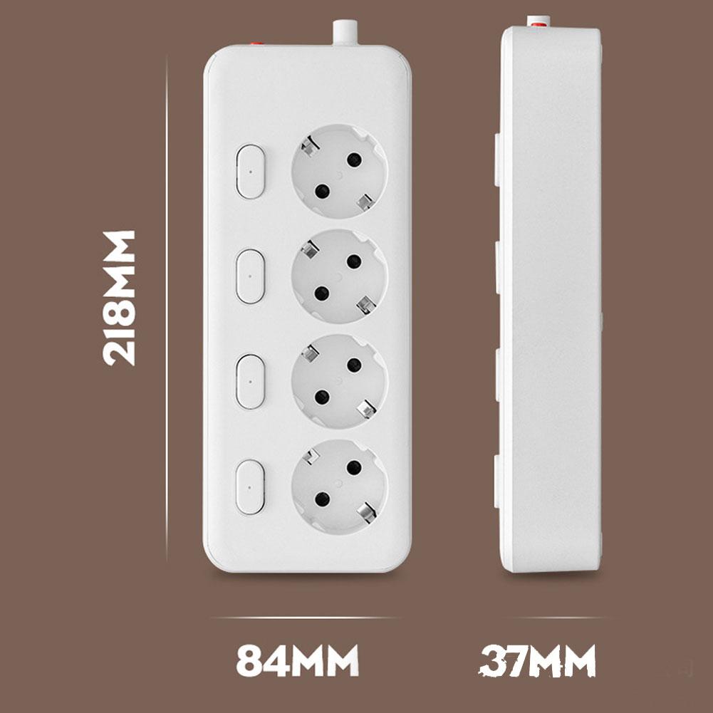 2 Meter European Power Extension with 4 Outlets and Independent Switches for Controlled Power Supply in For Home or Workspaces