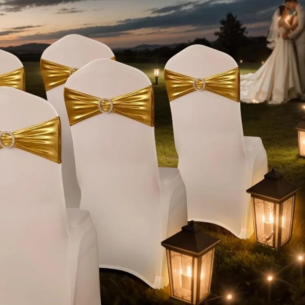 Spandex Stretch Chair Sashes Buckle Slider Universal Fit Chair Ties Anti Slip Elastic Chair Cover Bands