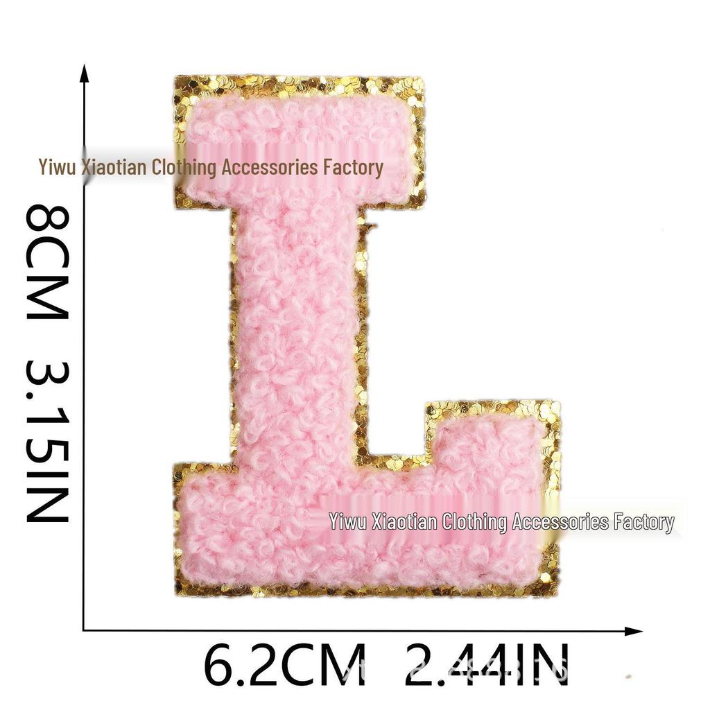 Roaring Sky Chenille Gestickter Englischer Buchstabe Aufbügler, 8cm