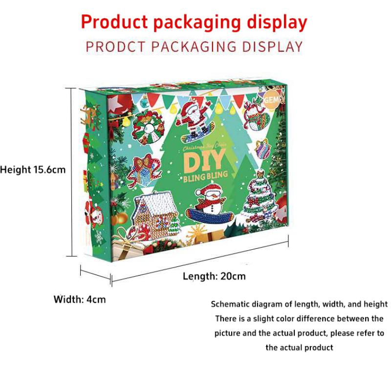 Weihnachts-Überraschungsbox Diamantmalerei DIY Punkt Diamant Schlüsselanhänger Anhänger Acryl Kinder Handgemachte Diamantmalerei
