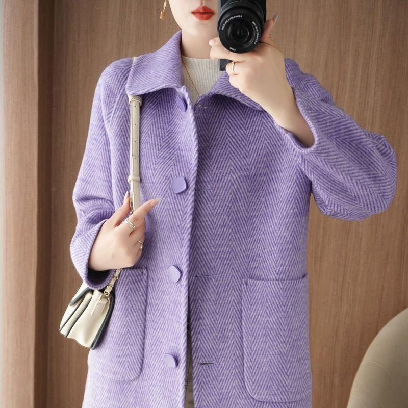 Double-sided Woolen Coat Womens Woolen Coat Medium and Long
