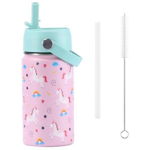 12OZ/360ml Stainless Steel Insulated Bottle Cartoon Pattern Thermos Cup Children Thermos Kettle Outdoor Portable Handheld Cup