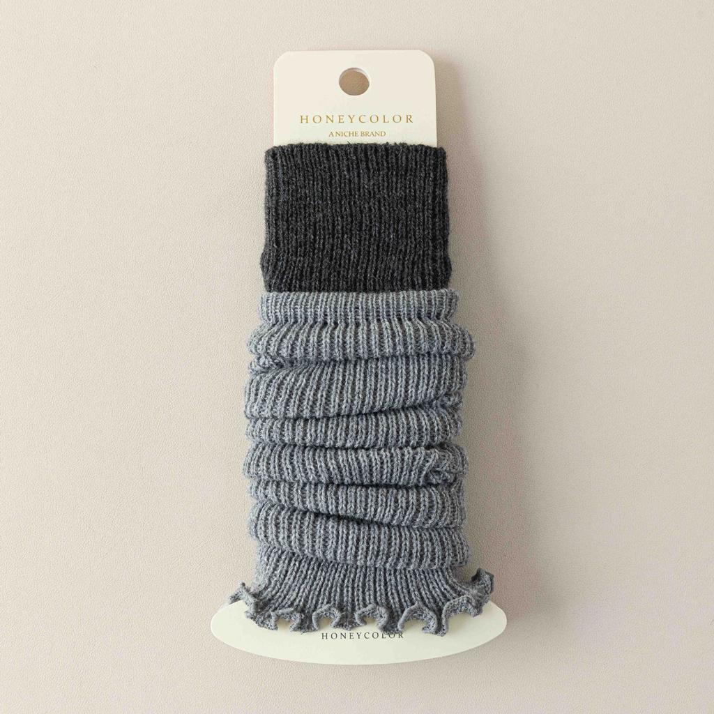 Color-Blocked Sock Covers Stacked Warm Knitted Calf Socks Gray Gray White Leg Cover Flared Sheath