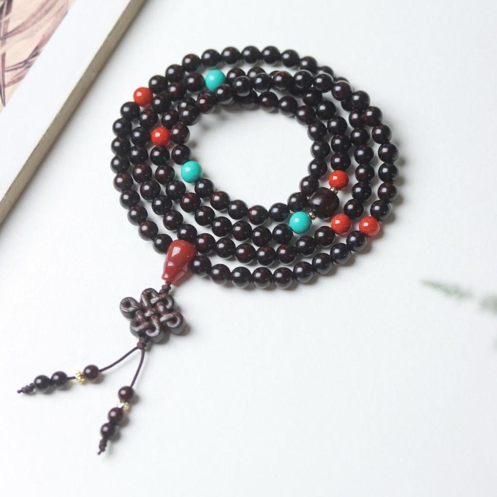 Small-Leaf Rosewood Buddhist Beads Bracelet - 0.8 Multiloop for Men & Women