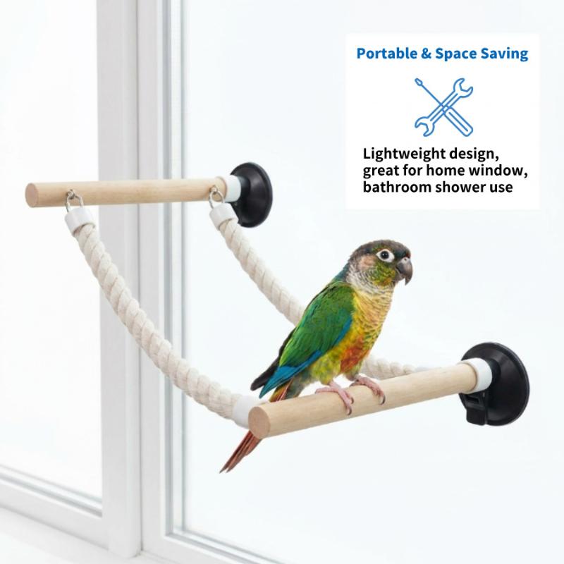 Climbing Parrot Perch Set For Birds Suction Cup Swing Toy Non-Slip And Bite Resistant