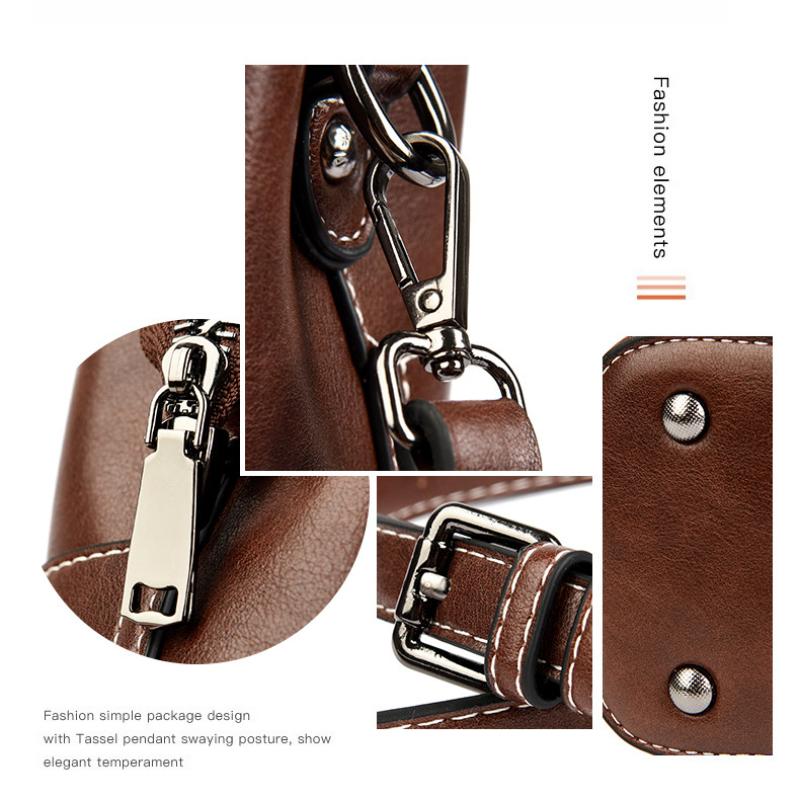 Oily Wax Leather Handbag Niche High-end Commuter Shoulderbag Female Large-capacity Messenger Bag