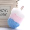 1Pcs Car Soft Pompom Fluffy Ice Cream Faux Fur Key Chain Gift Key Ring Jewelry Pendant