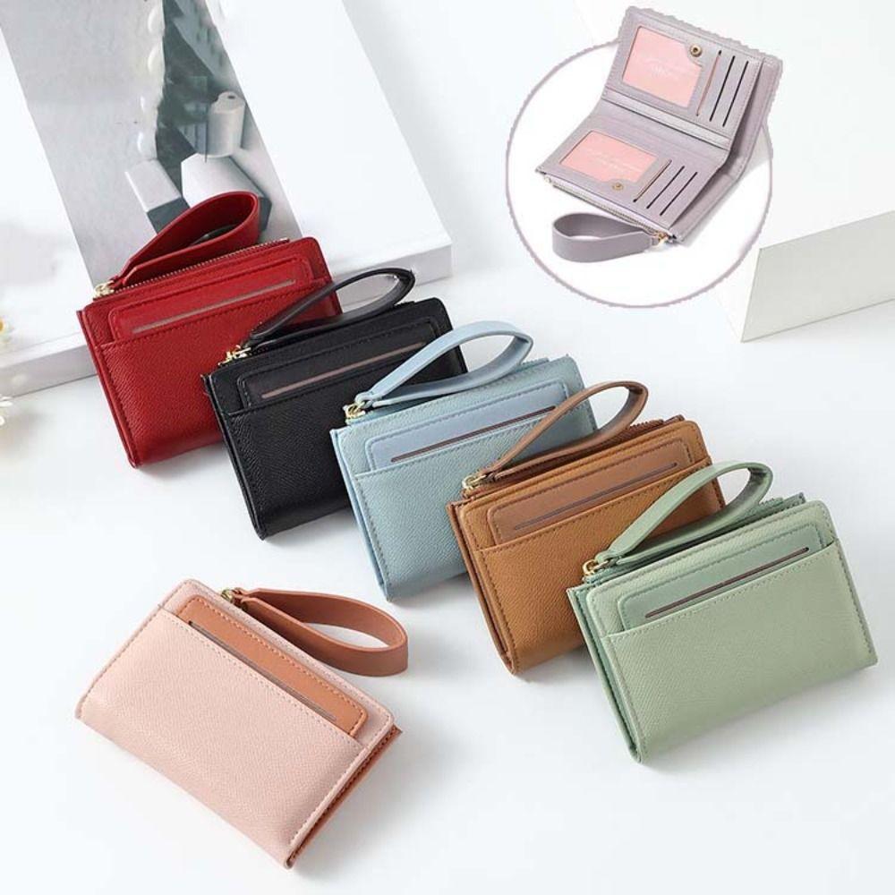 Multifunction Cash Purse Bag PU Leather Two-fold Short Wallets Pocket Purse Wallet  Women Men