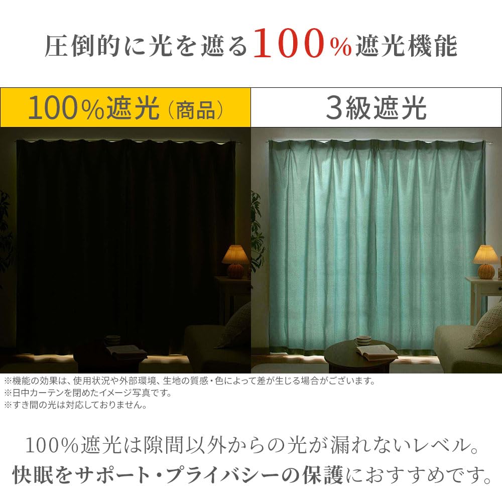 BELLUNA Blackout Curtains, Set of 2, 100% Light Blocking (Level 1), Soundproof, Heat Insulating, Stylish, 100cm Wide, with Tassels and Adjustable Hook
