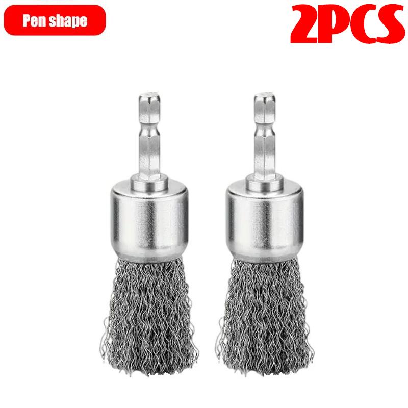 5/1Pcs Wire Brush Wheel Disc Polishing Wheel Brush Removal Cleaning Hexagonal Rod Electric Grinder Hardware Tool Parts Supplies