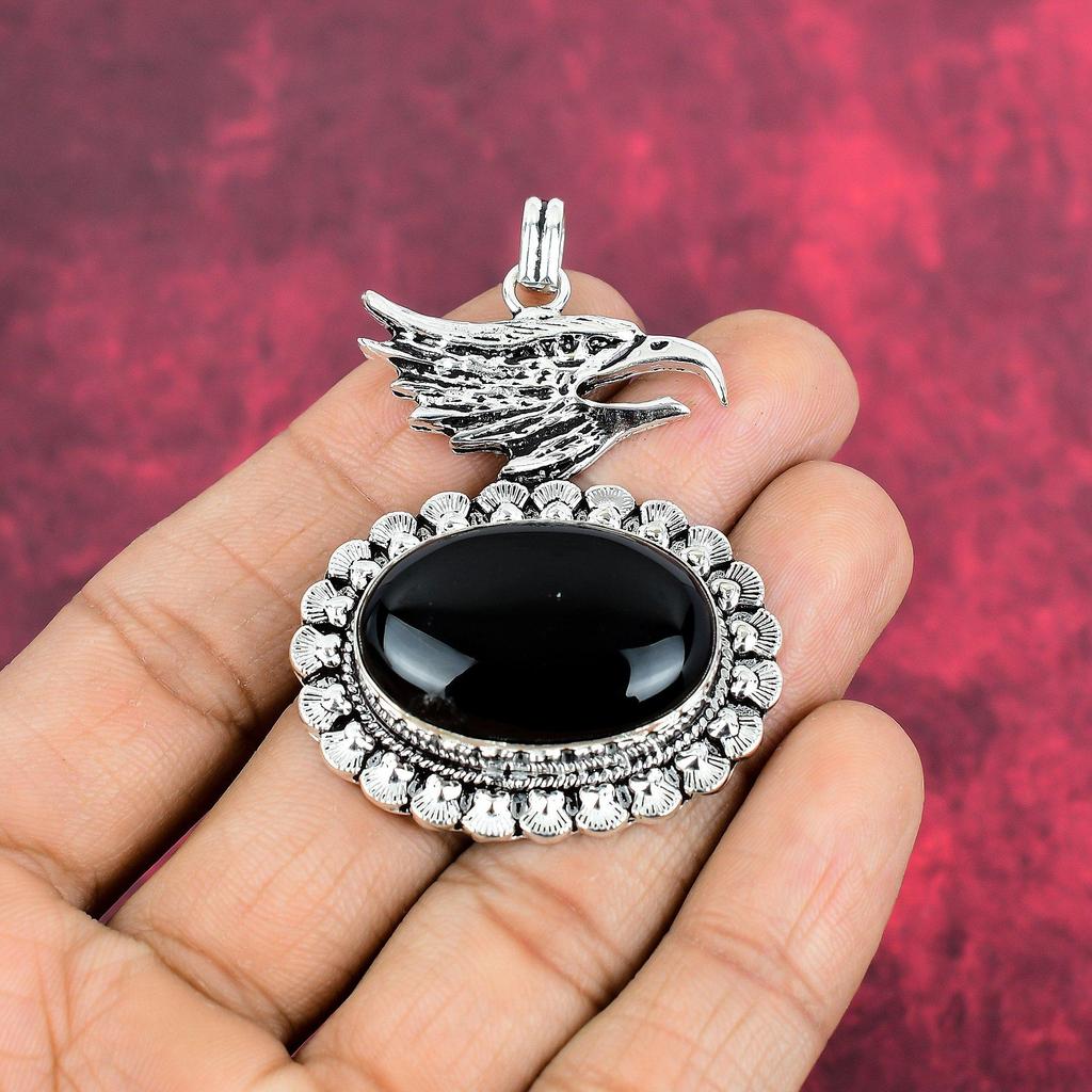 Joyas de ónix negro, colgante de plata esterlina maciza 925, joyas de piedras preciosas hechas a mano, regalos para esposa, colgante nuevo