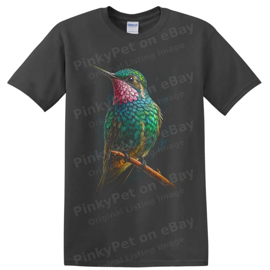 Hummingbird T Shirt Colorful Tropical Bird Art Nature Lover Graphic Tee Gift