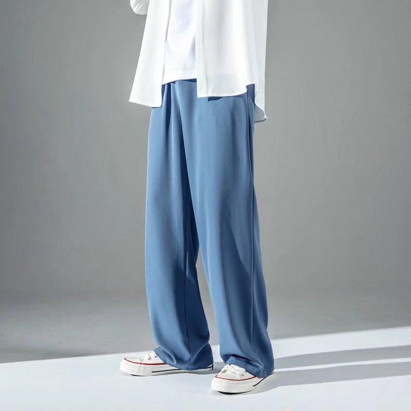 

Ледяные брюки мужские свободные прямые вертикальные однотонные простые молодежные повседневные брюки 4XL синий