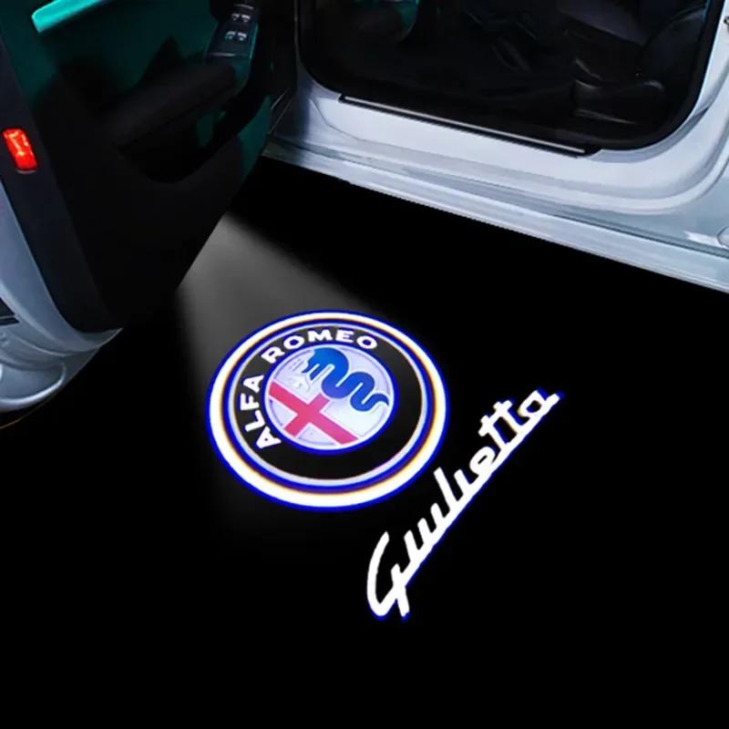 Car Stickers For Alfa Romeo 2pcs LED Car Door Welcome Light Laser Projector Logo Ghost shadow For Alfa Romeo 159 Giulietta Giuli