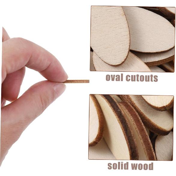 Toyvian 200pcs Unfinished Wood Oval Slices Natural Rustic Wooden Cutout Oval Wood Pieces Wood Craft Supplies for DIY Craft Wedding Centerpiece