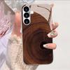 Gold-plated tempered glass phone case, compatible Galaxy S26 S25 S24 S23 S22 Ultra Plus. Features a wood grain texture design.