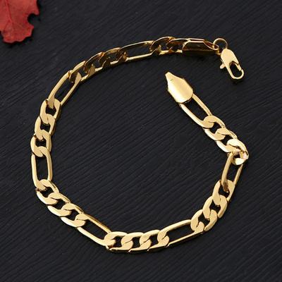 Řetízkový náramek pozlacený 18K bílým zlatem, 6mm plochý design, evropský a americký styl.