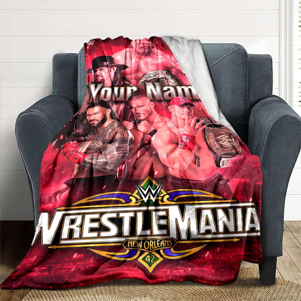 Wrestlemania Customize Your Name Blanket Gift Personalized Blanket Warmthful Decor Suitable for Home Decor Livingroom Bed Sofa All-Season Use