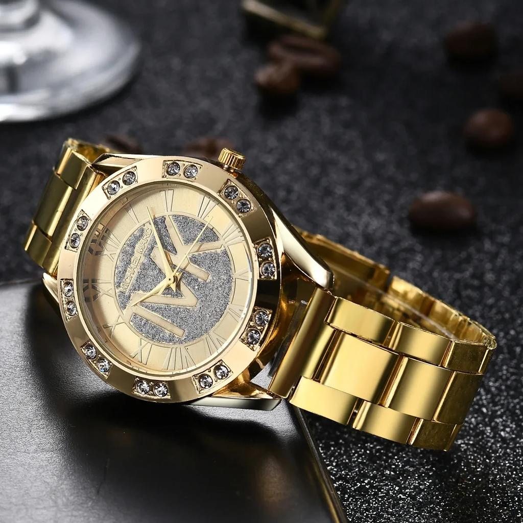 Montres Diamants Cristal Femmes Marque de Luxe Montre-Bracelet Or Acier Inoxydable Montre Femme Horloge Loisirs Reloj Mujer TVK