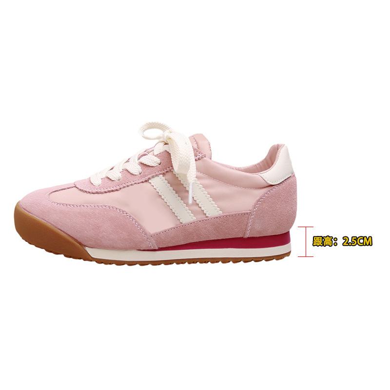 Leather Retro German Training Shoes Women's New Versatile Inner Height Increase Single Shoes Color Matching Soft Sole Breathable Casual Forrest Gump